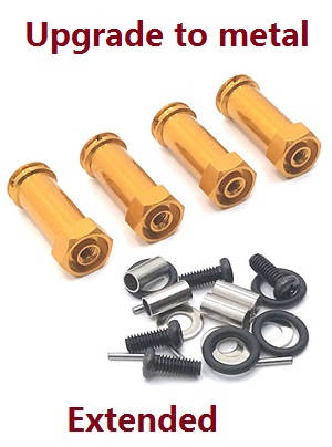 Wltoys 104001 RC Car spare parts todayrc toys listing 30mm extension 12mm hexagonal hub drive adapter combination coupler (Metal) Gold