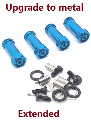 Wltoys 104002 RC Car spare parts 30mm extension 12mm hexagonal hub drive adapter combination coupler (Metal) Blue - Click Image to Close