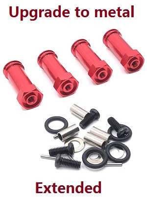 Wltoys 104072 RC Car spare parts 30mm extension 12mm hexagonal hub drive adapter combination coupler (Metal) Red - Click Image to Close
