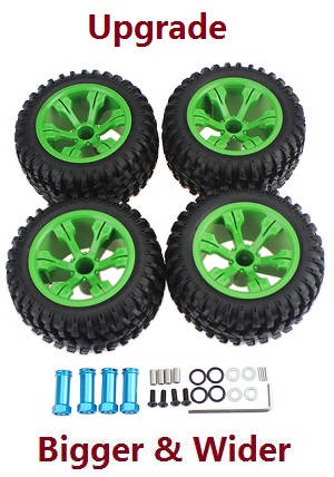 Wltoys 104002 RC Car spare parts upgrade tires set Green - Click Image to Close