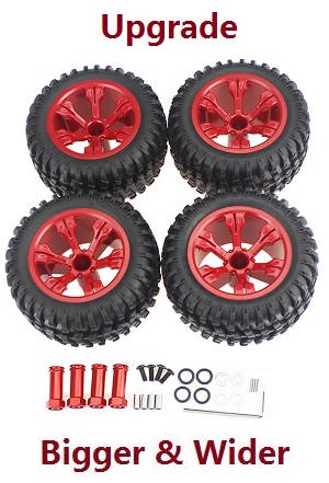Wltoys 104002 RC Car spare parts upgrade tires set Red - Click Image to Close