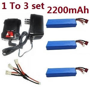 Wltoys 104002 RC Car spare parts 1 to 3 charger set + 3*7.4V 2200mAh battery set