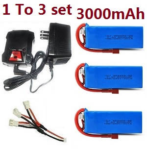 Wltoys 104002 RC Car spare parts 1 to 3 charger set + 3*7.4V 3000mAh battery set