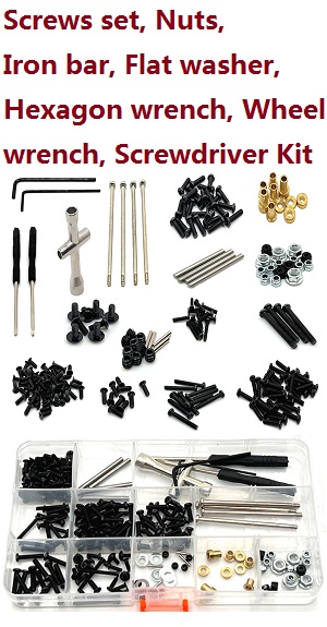Wltoys XK 104002 RC Car spare parts Screws set, Nuts, Iron bar, Flat washer, Hexagon wrench, Wheel wrench, Screwdriver Kit
