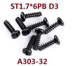 Wltoys XK 104019 RC Car spare parts screws set ST1.7*6 PB D3 A303-32 - Click Image to Close