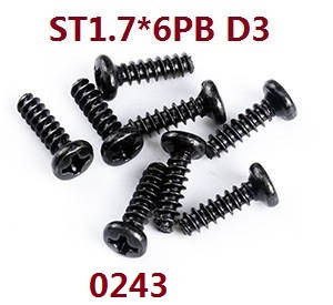 Wltoys XK 104019 RC Car spare parts screws set ST1.7*6 PB D3 0243 - Click Image to Close