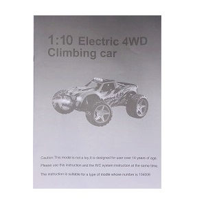 Wltoys XK 104009 RC Car spare parts todayrc toys listing English manual book - Click Image to Close