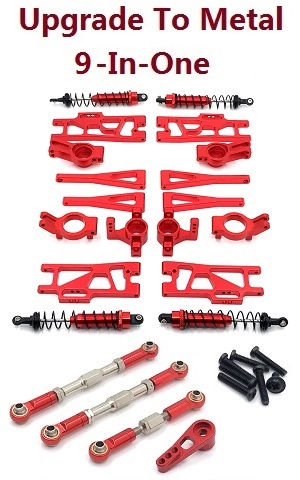 Wltoys XK 104019 RC Car spare parts 9-In-one upgrade to metal parts kit (Red)