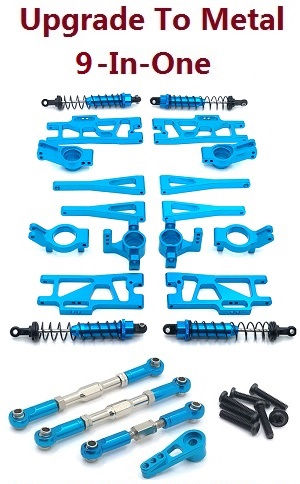 Wltoys XK 104019 RC Car spare parts 9-In-one upgrade to metal parts kit (Blue)