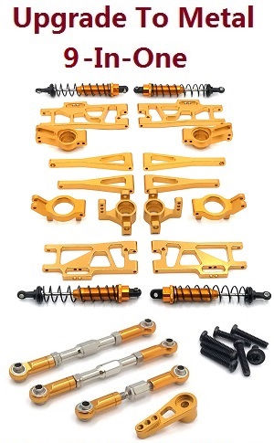 Wltoys XK 104019 RC Car spare parts 9-In-one upgrade to metal parts kit (Gold)