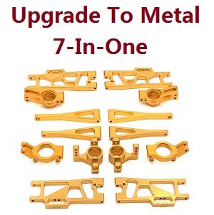 Wltoys XK 104019 RC Car spare parts 7-In-one upgrade to metal parts kit (Gold)