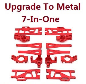 Wltoys XK 104019 RC Car spare parts 7-In-one upgrade to metal parts kit (Red)