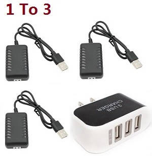 Wltoys XK 104019 RC Car spare parts 1 to 3 charger adapter with 3*USB wire set - Click Image to Close
