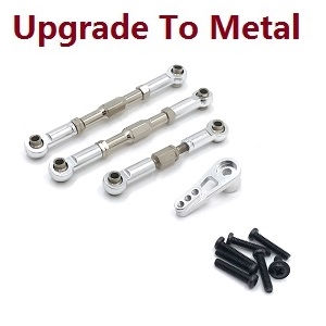 Wltoys XK 104019 RC Car spare parts connect rod set and servo arm upgrade to metal (Silver) - Click Image to Close