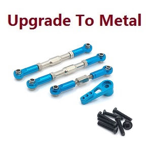 Wltoys XK 104019 RC Car spare parts connect rod set and servo arm upgrade to metal (Blue) - Click Image to Close