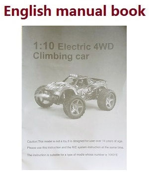 Wltoys XK 104019 RC Car spare parts English manual book