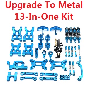 Wltoys 104072 RC Car spare parts upgrade to metal parts 13-In-One kit Blue - Click Image to Close