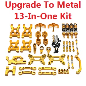 Wltoys 104072 RC Car spare parts upgrade to metal parts 13-In-One kit Gold - Click Image to Close