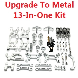 Wltoys 104072 RC Car spare parts upgrade to metal parts 13-In-One kit Silver - Click Image to Close