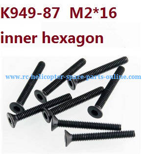 Wltoys K949 RC Car spare parts todayrc toys listing flat head inner hexagon allen screws M2*16 K949-87 8pcs