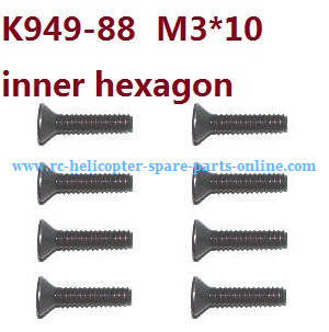 Wltoys K949 RC Car spare parts todayrc toys listing flat head inner hexagon allen screws M3*10 K949-88 8pcs