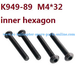Wltoys 10428-B2 RC Car spare parts todayrc toys listing flat head inner hexagon allen screws M4*32 K949-89 4pcs