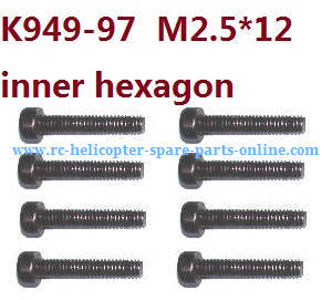 Wltoys K949 RC Car spare parts todayrc toys listing inner hexagon head screw cup M2.5*12 K949-97 8pcs