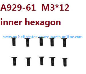 Wltoys 10428-B RC Car spare parts todayrc toys listing inner hexagon countersunk head screws M3*12 A929-61 10pcs