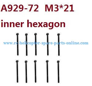 Wltoys 10428 RC Car spare parts todayrc toys listing inner hexagon round head screws M3*21 A929-72 10pcs