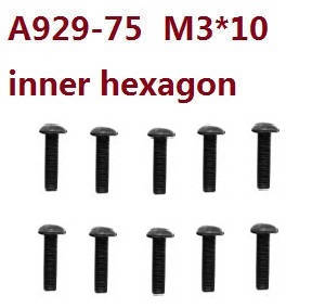 Wltoys 10428-A2 RC Car spare parts todayrc toys listing inner hexagon head eyelet with rith referral automatic screws M3*10 A929-75 10pcs