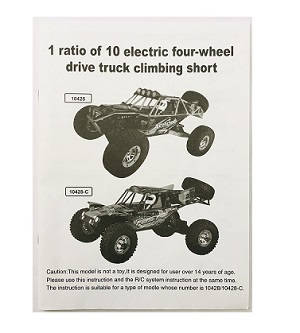 Wltoys 10428-C RC Car spare parts todayrc toys listing English manual book