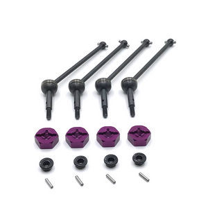 Wltoys 124007 RC Car Vehicle spare parts CVD shaft cardan shaft + M3 nuts + fixed small iron bar + hexagon wheels seat (Purple)