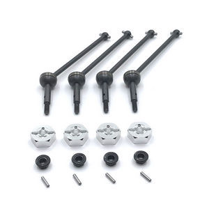 Wltoys 124007 RC Car Vehicle spare parts CVD shaft cardan shaft + M3 nuts + fixed small iron bar + hexagon wheels seat (Silver)