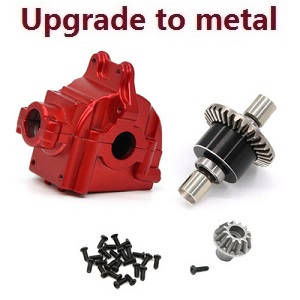 Wltoys 124007 RC Car Vehicle spare parts differential mechanism + wave box + driving gear Metal Red - Click Image to Close