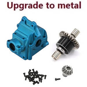 Wltoys 124007 RC Car Vehicle spare parts differential mechanism + wave box + driving gear Metal Blue