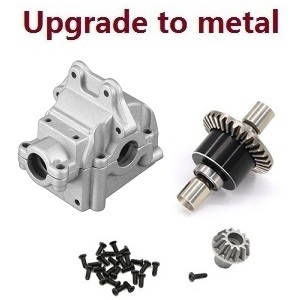 Wltoys 124007 RC Car Vehicle spare parts differential mechanism + wave box + driving gear Metal Silver
