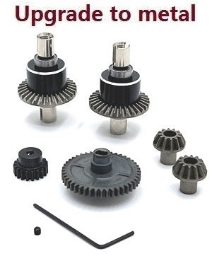 Wltoys 124007 RC Car Vehicle spare parts differential mechanism + driving gear + Main gear + Motor gear kit Metal - Click Image to Close