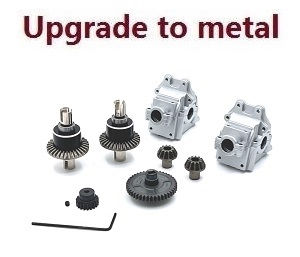Wltoys 124007 RC Car Vehicle spare parts differential mechanism + driving gear + Main gear + Motor gear + Wave box kit Metal Silver