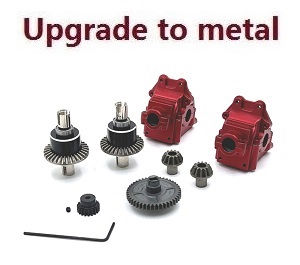 Wltoys 124007 RC Car Vehicle spare parts differential mechanism + driving gear + Main gear + Motor gear + Wave box kit Metal Red