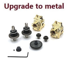 Wltoys 124007 RC Car Vehicle spare parts differential mechanism + driving gear + Main gear + Motor gear + Wave box kit Metal Gold
