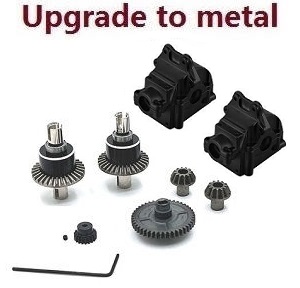 Wltoys 124007 RC Car Vehicle spare parts differential mechanism + driving gear + Main gear + Motor gear + Wave box kit Metal Black