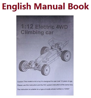 Wltoys 124007 RC Car Vehicle spare parts English manual book