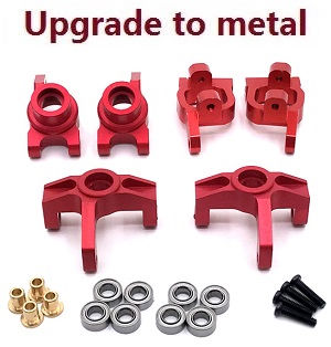 Wltoys 124007 RC Car Vehicle spare parts 4-In-one upgrade to metal parts kit (Red)