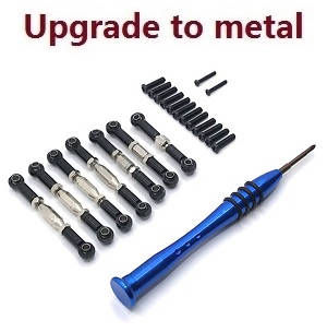 Wltoys 124007 RC Car Vehicle spare parts connect rod set upgrade to metal Black