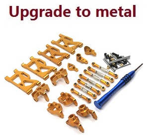 Wltoys 124007 RC Car Vehicle spare parts 7-In-one upgrade to metal parts kit (Gold)