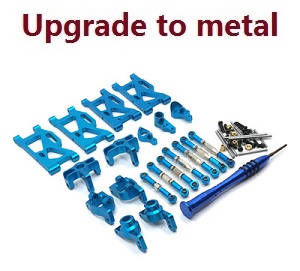Wltoys 124007 RC Car Vehicle spare parts 7-In-one upgrade to metal parts kit (Blue) - Click Image to Close