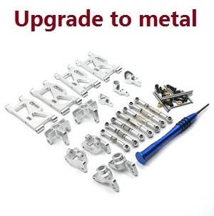 Wltoys 124007 RC Car Vehicle spare parts 7-In-one upgrade to metal parts kit (Silver) - Click Image to Close