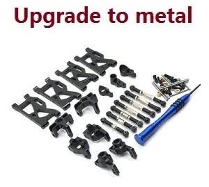 Wltoys 124007 RC Car Vehicle spare parts 7-In-one upgrade to metal parts kit (Black) - Click Image to Close