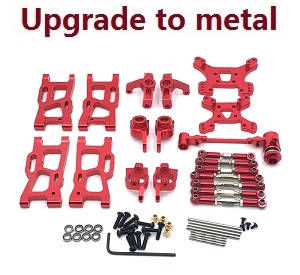 Wltoys 124007 RC Car Vehicle spare parts 9-In-one upgrade to metal parts kit (Red) - Click Image to Close