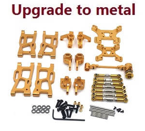 Wltoys 124007 RC Car Vehicle spare parts 9-In-one upgrade to metal parts kit (Gold) - Click Image to Close